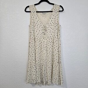 American Eagle Floral Babydoll Dress Cream Drop Waist V-Neck Mini M